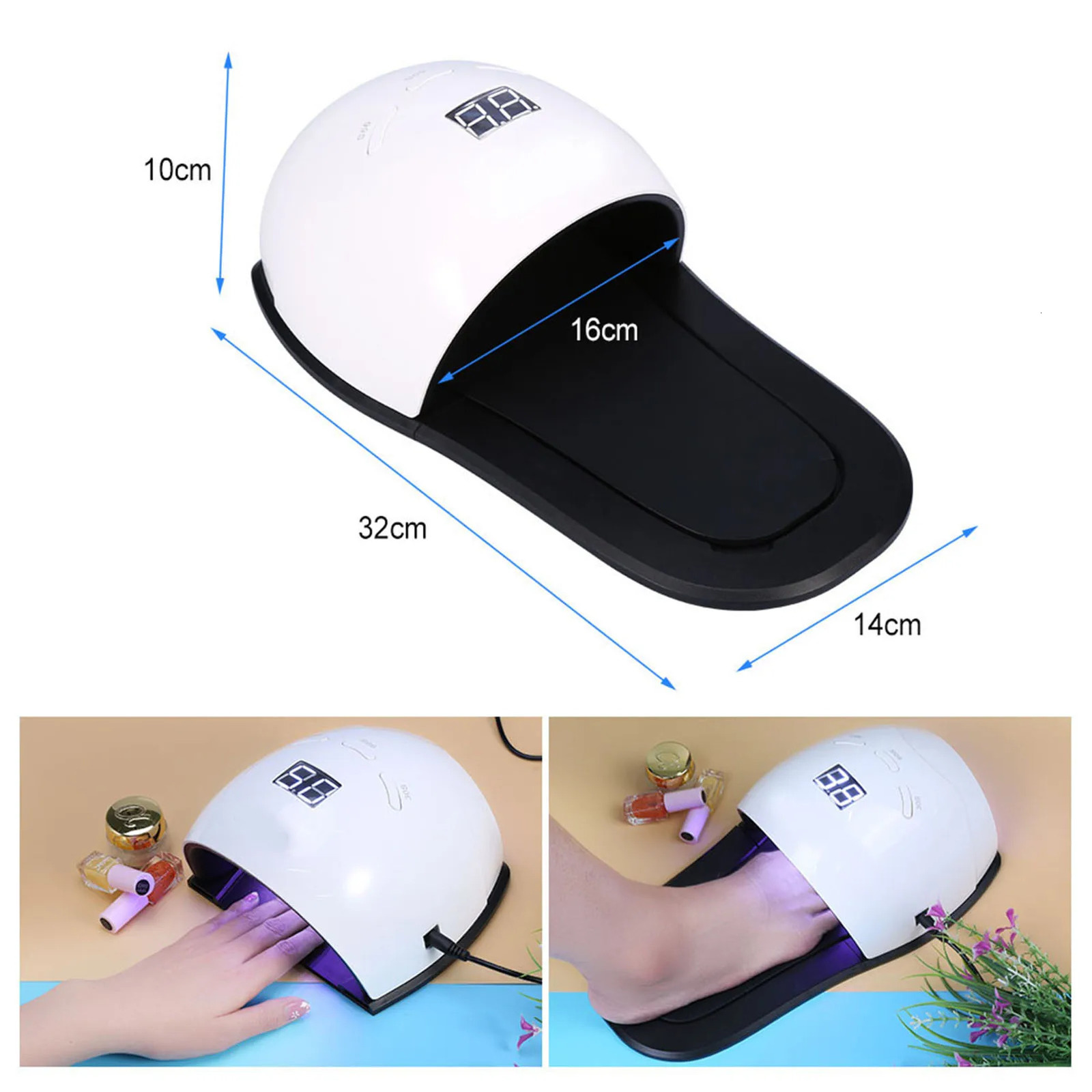 UVLED nail dryer lamp is used for polishing and curing of gel with intelligent sensor handle foot treatment tool 250325
