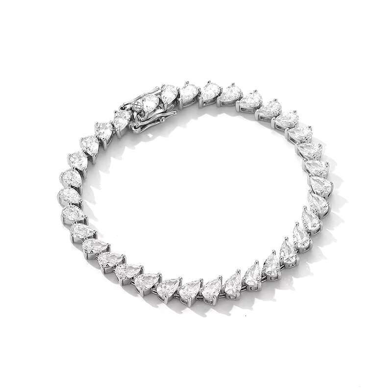 Wholesale Custom New Arrival 0.5CT Water Drop Moissanite 925 Sterling Silver Tennis Bracelet for Women Banquet Jewelry Bracelet