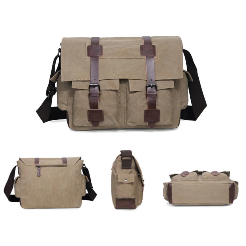 Mens retro canvas bag mens casual cross body messenger travel shoulder Bolsa Masculina highquality 250326