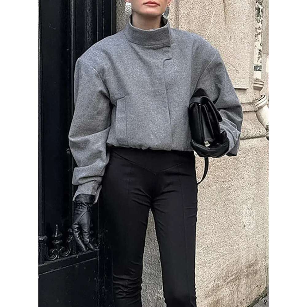 Women's Coat Fashion Stand Collar Women's Woolen Short Coats Casual Single Breasted Long Sleeve Coat Female Autumn New Commuter Outwears