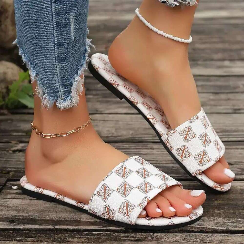 2025 Free Shipping new designer slippers flat sandals Checkered shoes slides womans sandal Slipper woman Outdoor casual szie eur 36-43 dh3138027