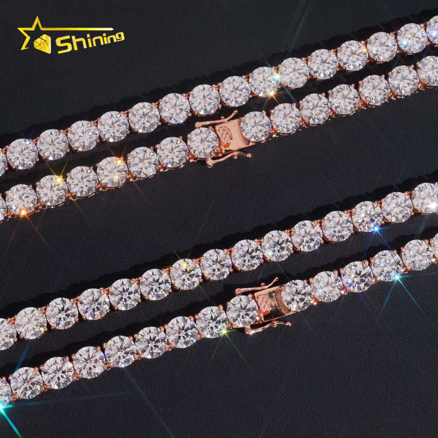 Wholesale Price 8mm Moissanite Tennis Chain S925 Gold Plated Pass Diamond Tester Gra Certificate Moissanite Fine Jewelry