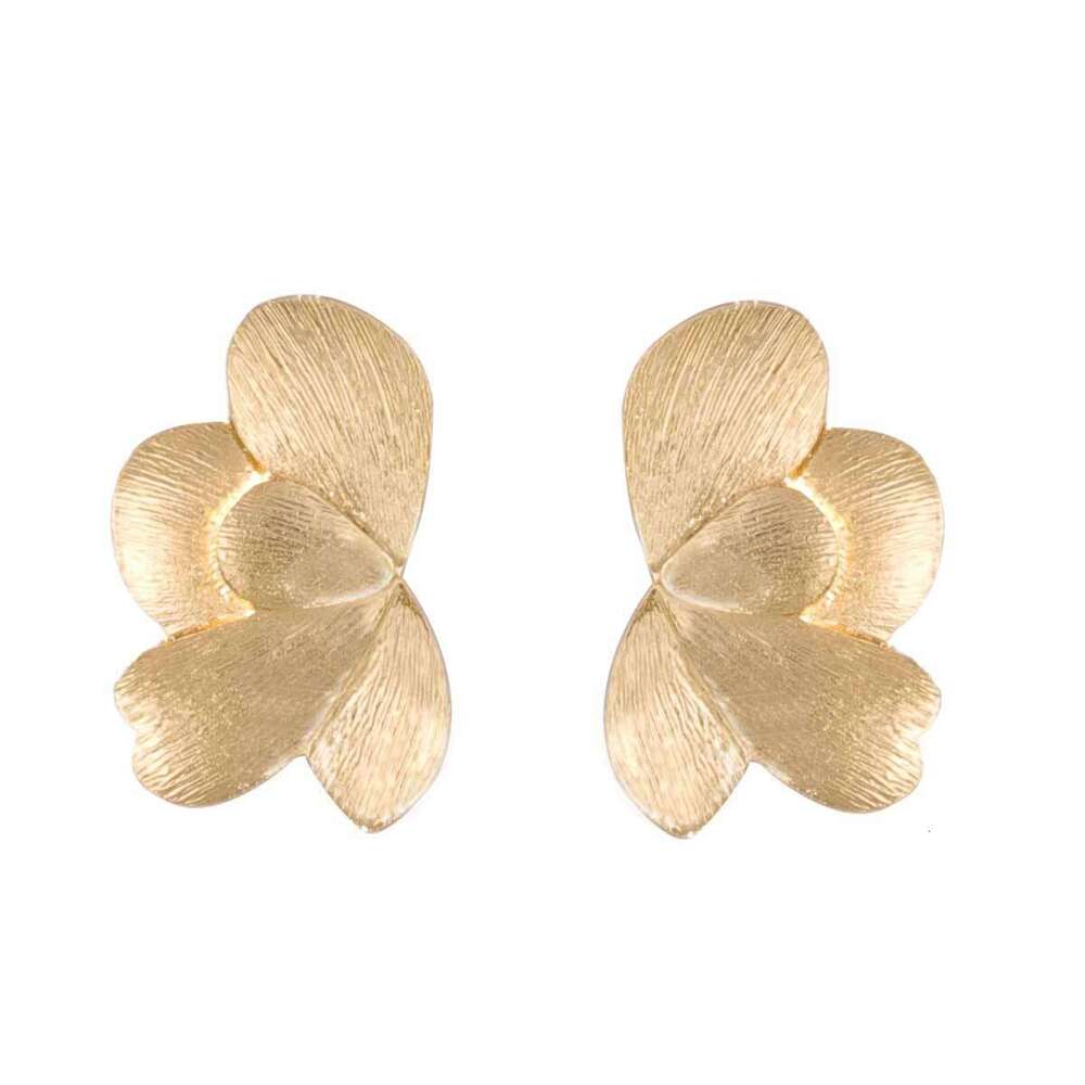 Luxury Floral Petal Stud Earrings Bold Vintage Inspired Alloy Fashion Jewelry for Women