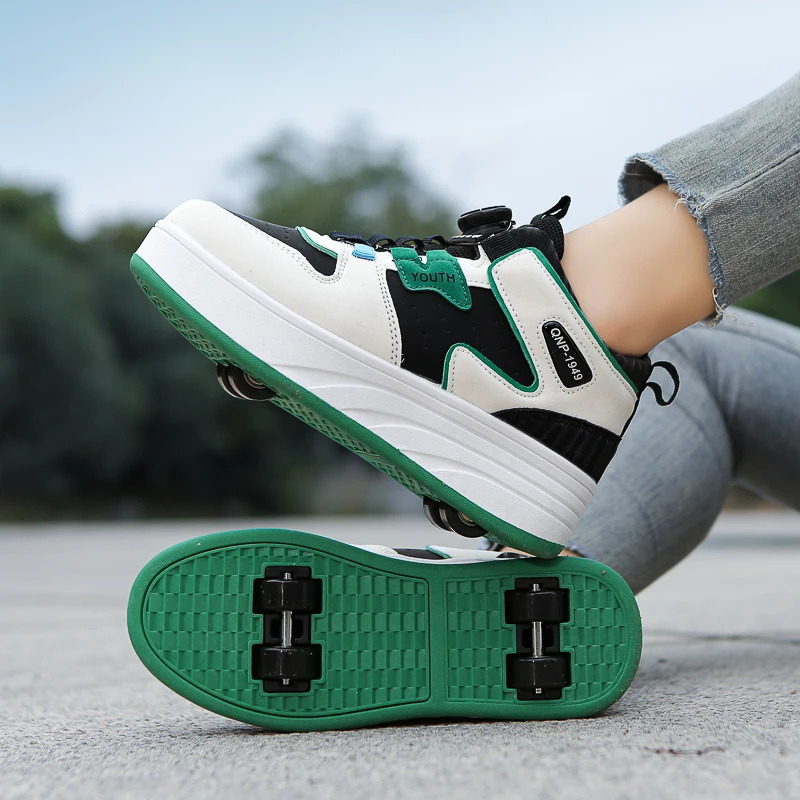 Students childrens shoes four wheel light shoes Boys invisible roller shoes large size outdoor sports walking shoes women 250326
