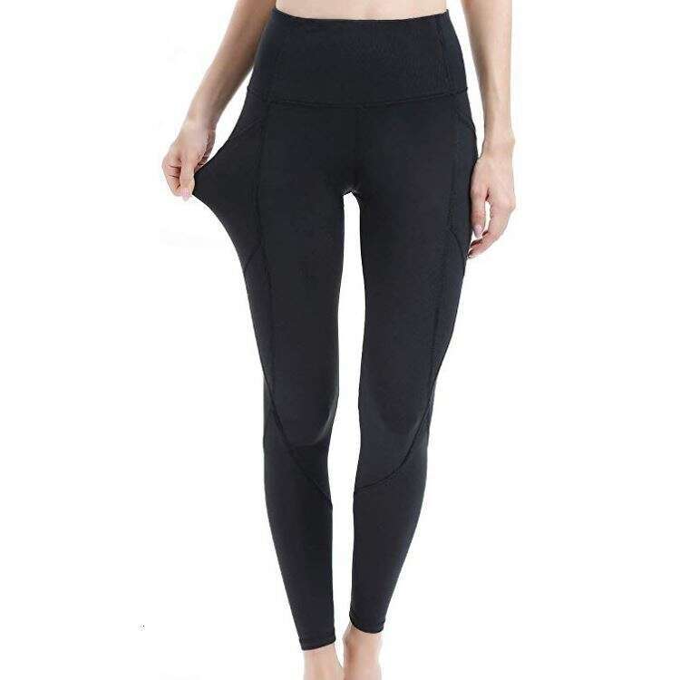 Women Yoga Pants New High Waist Elastic Tight Running Sport Breathable Solid Color Side Pocket YJ