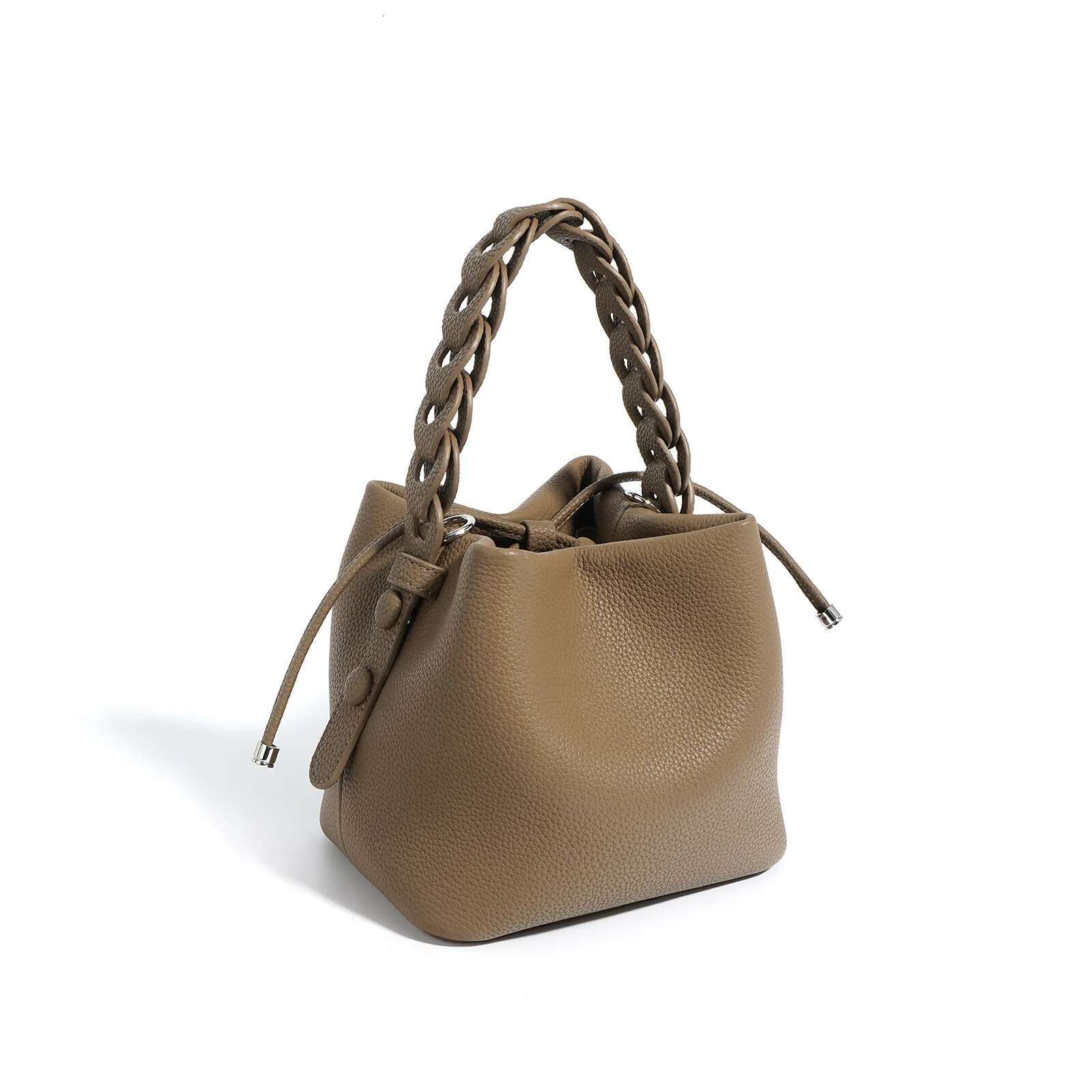 New Head Layer Cowhide Bucket Bag Leather Commuter Ride Single Shoulder Crossbody Handbag