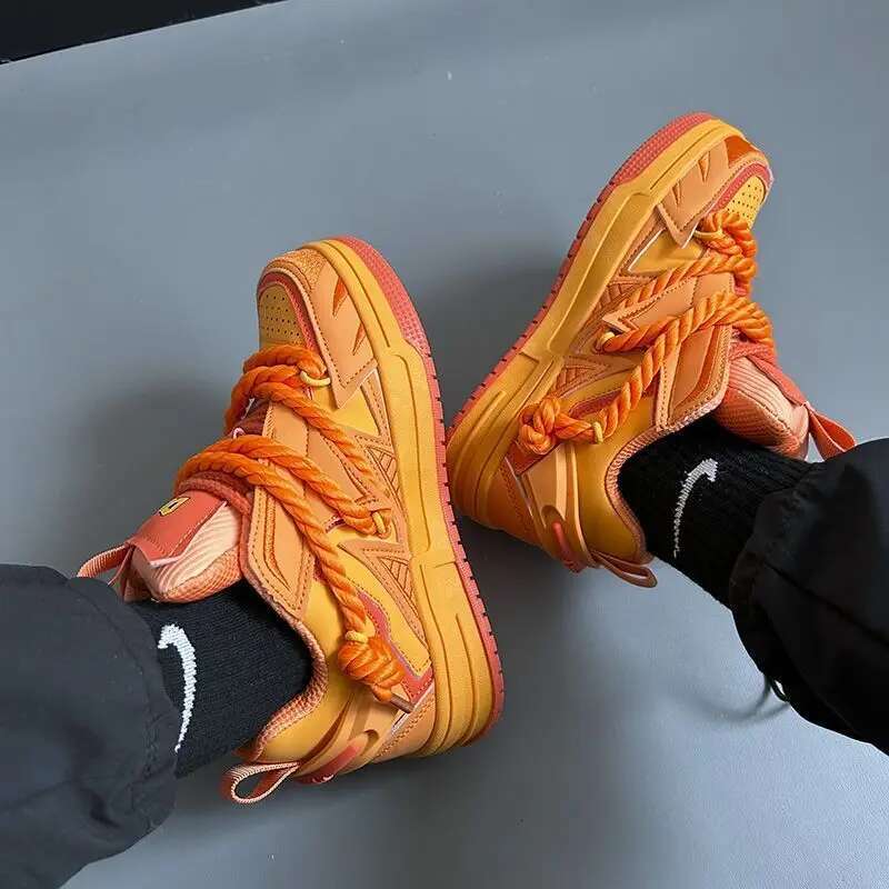 Designer Shoes With 41 42 Retro Fashion Running Women's Men's Sports Design Orange Black White Thick Soled Sports Shoes Women's Plus Si