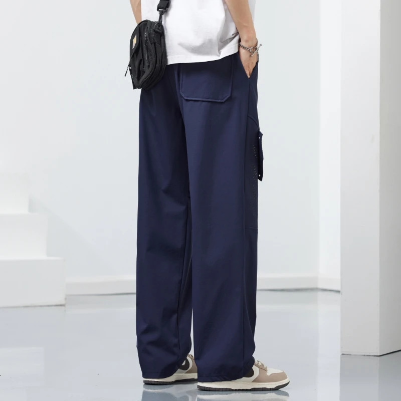 Summer Cool Mens Pants Loose Suitable for Goods Cavalry Men Elastic Ice Wide Legs Large Size 250327