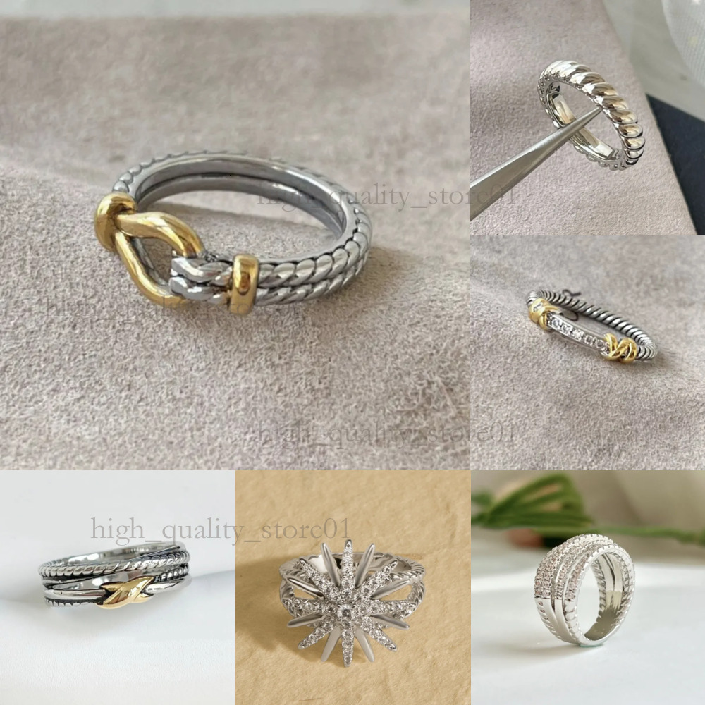 David Ring Jewelry Desinger Fashion Luxury Classic Silver Twisted Wire Cross Yurmam Rings Classic Finger Ring 655