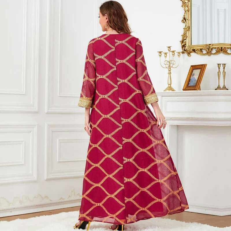 Dongdumaoyi Midden Oosten Arabische Dubai Damesmode Hot Selling Jurk Met Lange Mouwen W