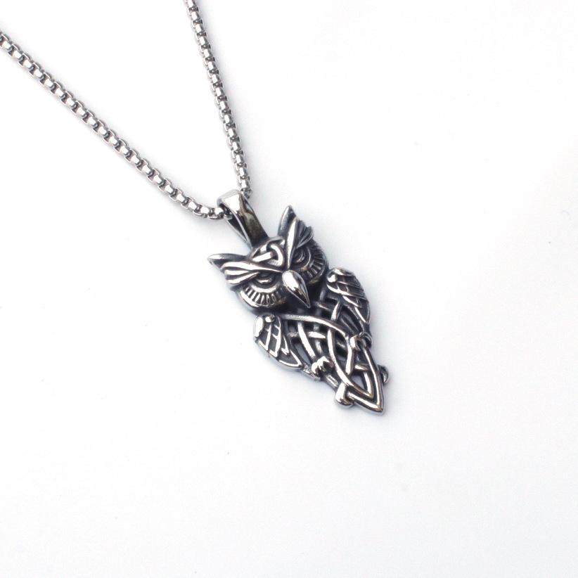Vintage Viking Owl Necklace - Titanium Steel Men's and Women's Pendant Nordic Style