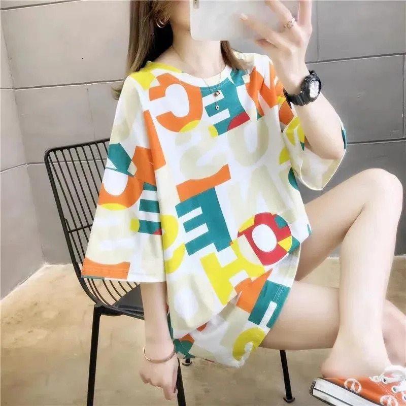 2025 Fat Girls Plus Size Womens Clothing 300 Jin Short Sleeve T-shirt Korean Style Ladies Summer Belly Covering Loose Tops 250324
