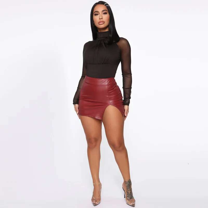 Dongdumaoyi Aliexpresswisheuropese En Amerikaanse Vrouwen Rok Grensoverschrijdende Hoge Taille Bodycon Korte Nachtclubpusexy Zwart Lederen