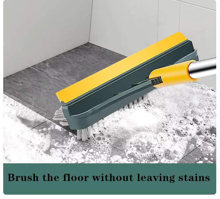 3 in 1 Broom Adjustable Tool Bathroom Home Cleaning Water Squeegee Stiff Bristle Corner Gap or Clean Brush