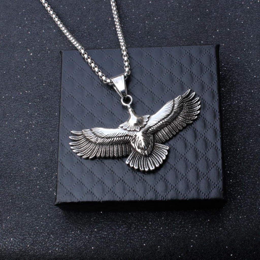 60cm Flying Eagle Pendant Retro Necklace Ethnic Style Feather Eagle Pendant
