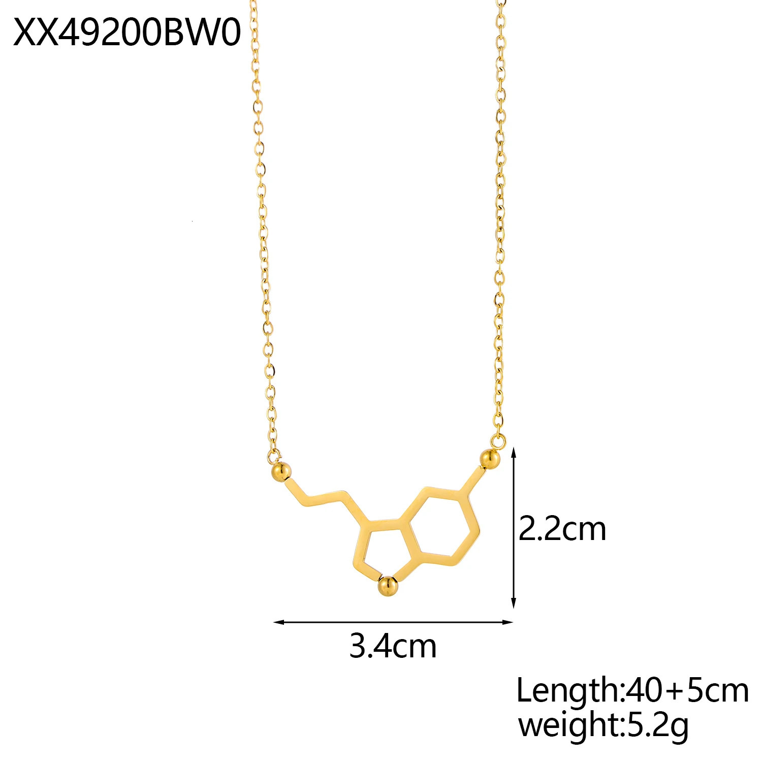 Carlidana Fashion Dopamine Necklace 5hydroxytryptamine Molecular Hypoallergenic Stainless Steel Chemical 250325