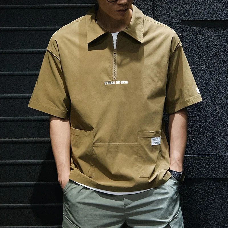 Summer letter printed mens polo shirt casual short sleeved zipper Y2K streetwear fashionable lapel golf Tshirt 250327