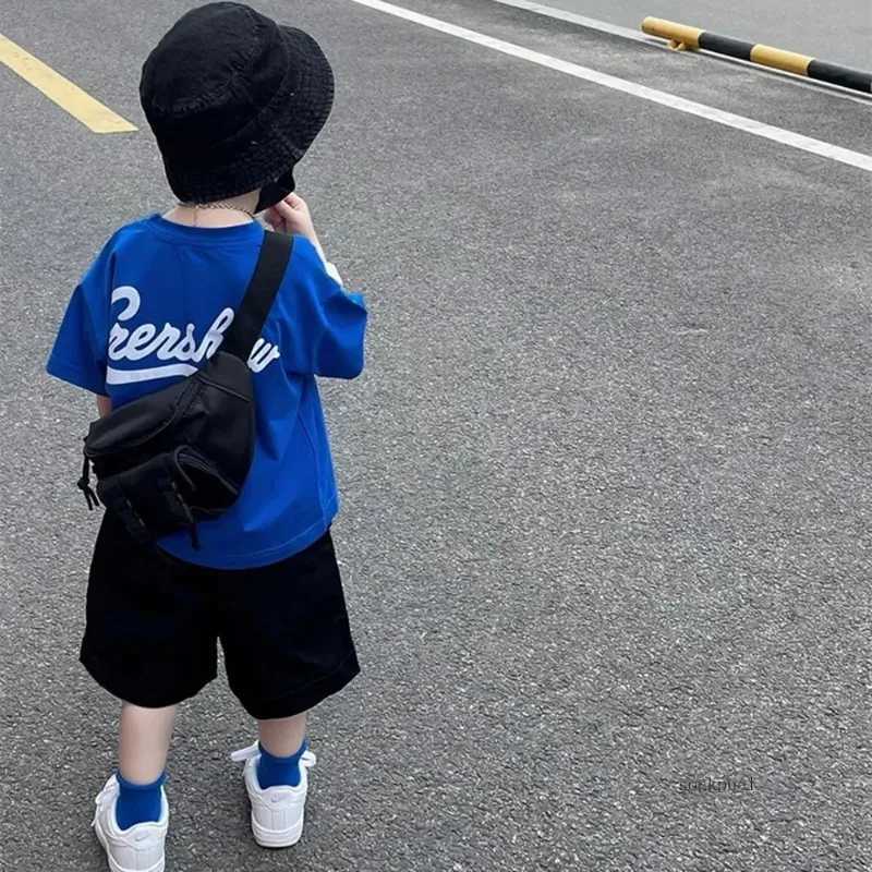 Childrens Set Boys Summer 2024 New Childrens Clothing Handsome Baby Cotton Short Sleeve+Medium and Large Childrens Short Sleeve SetT250327