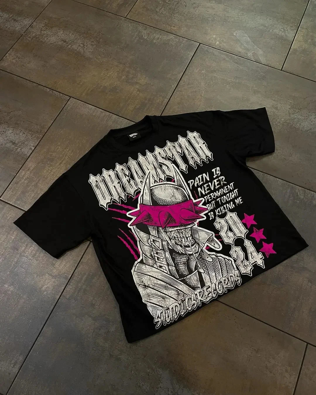 Hip Hop Casual American T Shirt Streetwear demon graphic t shirts Print Cotton Oversized Harajuku Gothic Short Sleeved y2k top 250318