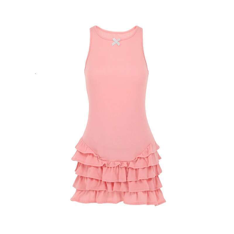 Women Sweet Summer New Pink Sexy Sleeveless A-e Dress Fashion Bow O-Neck Casual Slim Club Party Female Mini Dresses