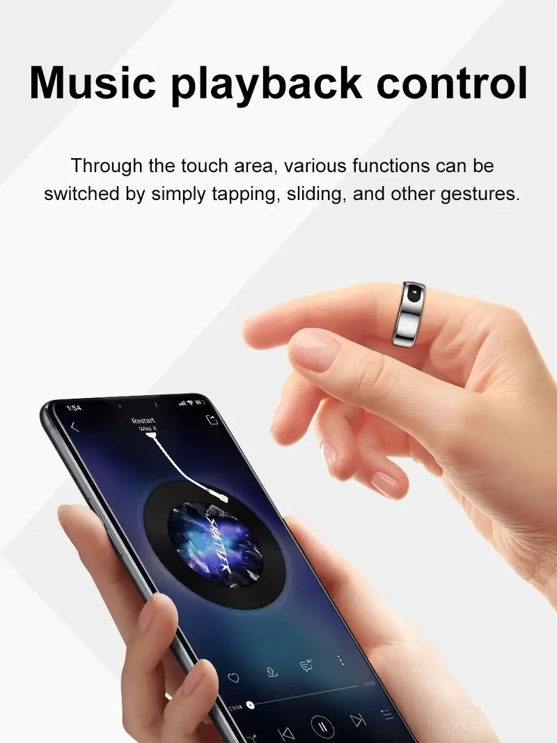 R08 Mens Smart Ring with Female Touch Control Function Health Monitor IP68 5ATM Waterproof Skin Temperature Measurement Smart Ring 250322