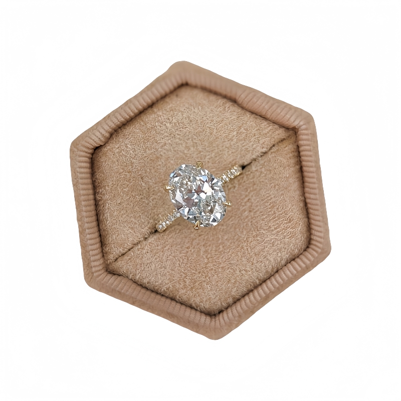 Jewelry 3.0 Carat Oval Lab Grown Diamond Engagement Ring 14K 18K Yellow Gold Pave And Hidden Halo Gold Ring For Women IGI Certificate CVD Diamond