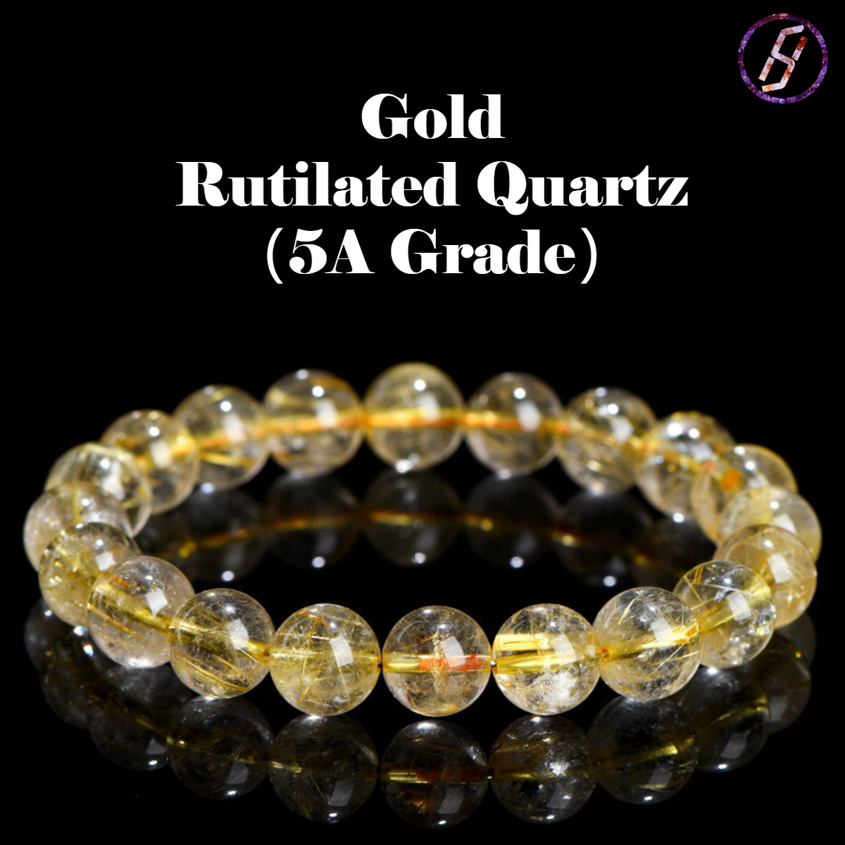 Natural Golden Rutilated Quartz Bracelets Factory Direct Sales Jewlery Designer for Women Super Seven Crystal 7A Grade Rutilated Quartz