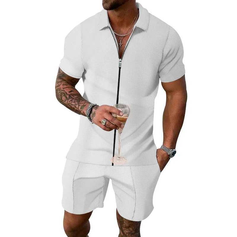 2024 European and American Summer Mens New Casual Business Temperature and Short Sleep SetXJ250326