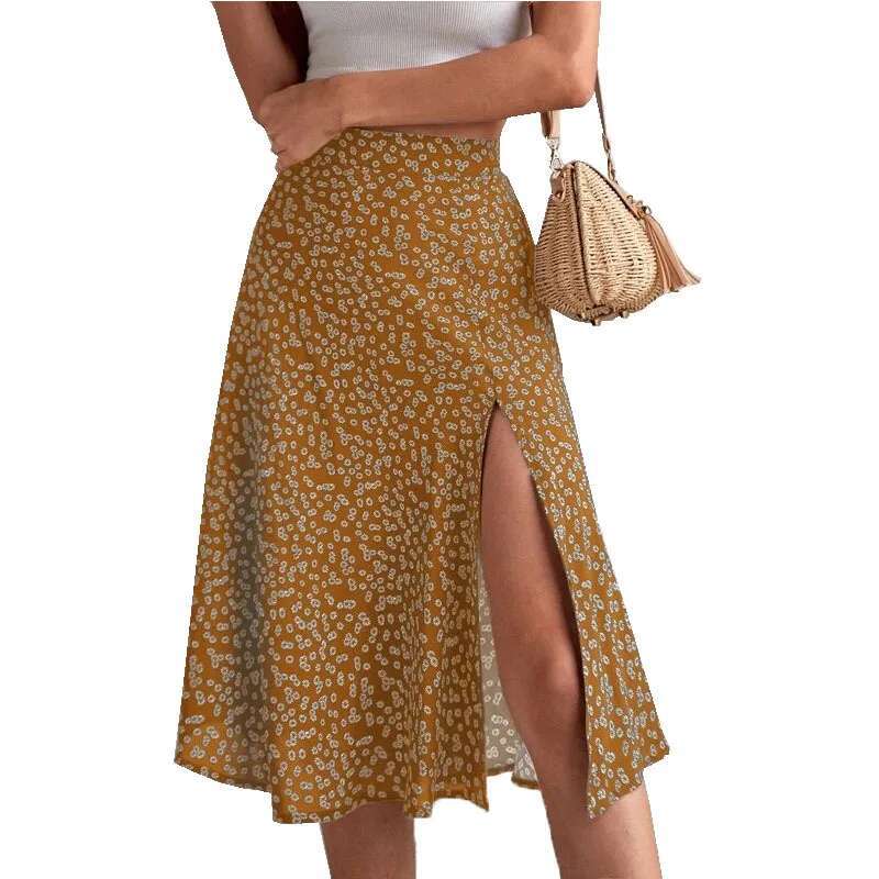 Dongdumaoyi Lente Zomer Damesmode Casual Effen Kleur Midi Rok Met Riem En Elegante Stijl B