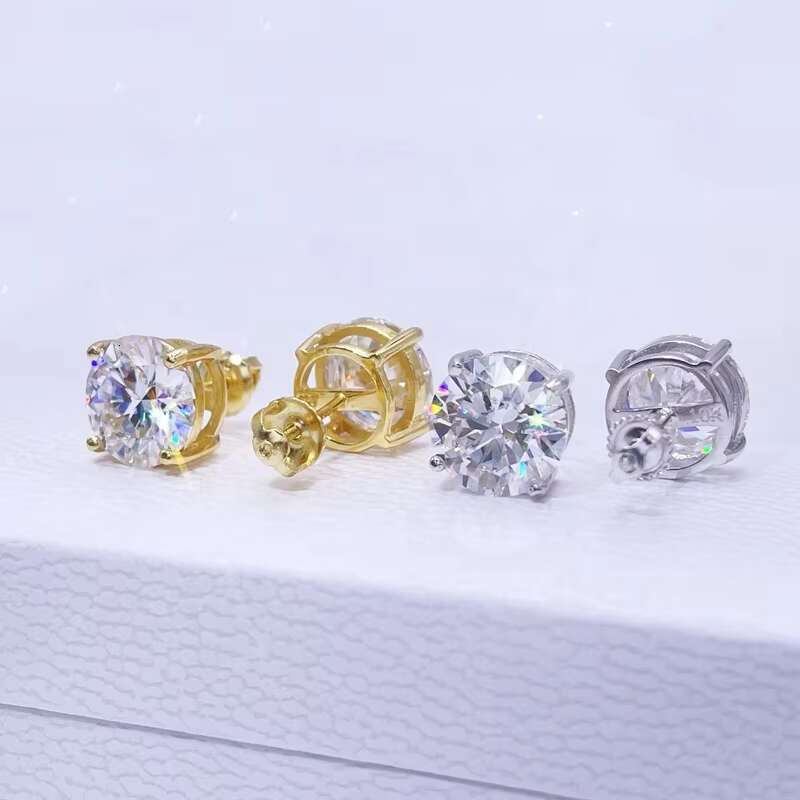Classic Design 925 Sterling Silver Screw Back GRA Certificated Diamond Moissanite Stud Earrings