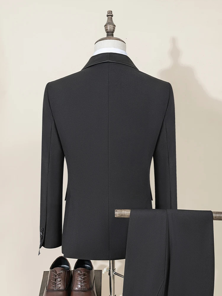 T Cassy elegant mens clothing black collar classic formal wedding dress three piece set orthogonal suit 250326