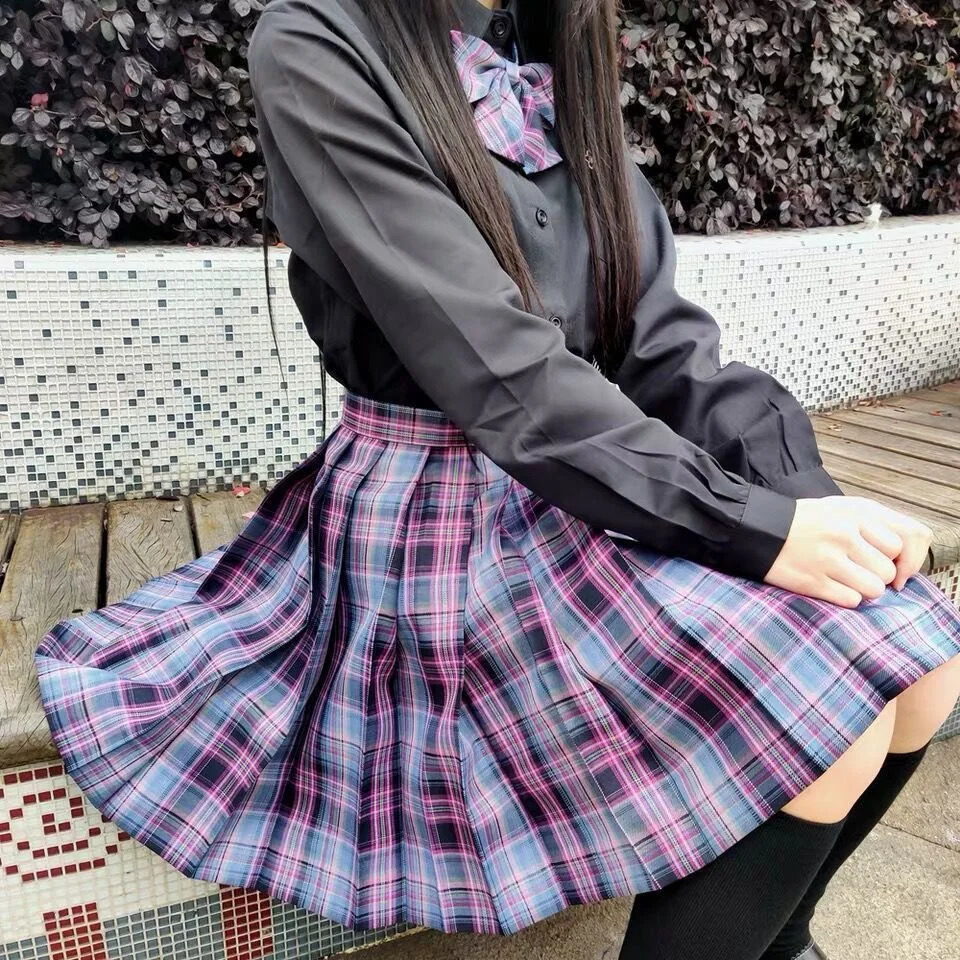 Jk uniform plain skiing plus size S8xl Japanese school Esports girls set college fold three piece 250326
