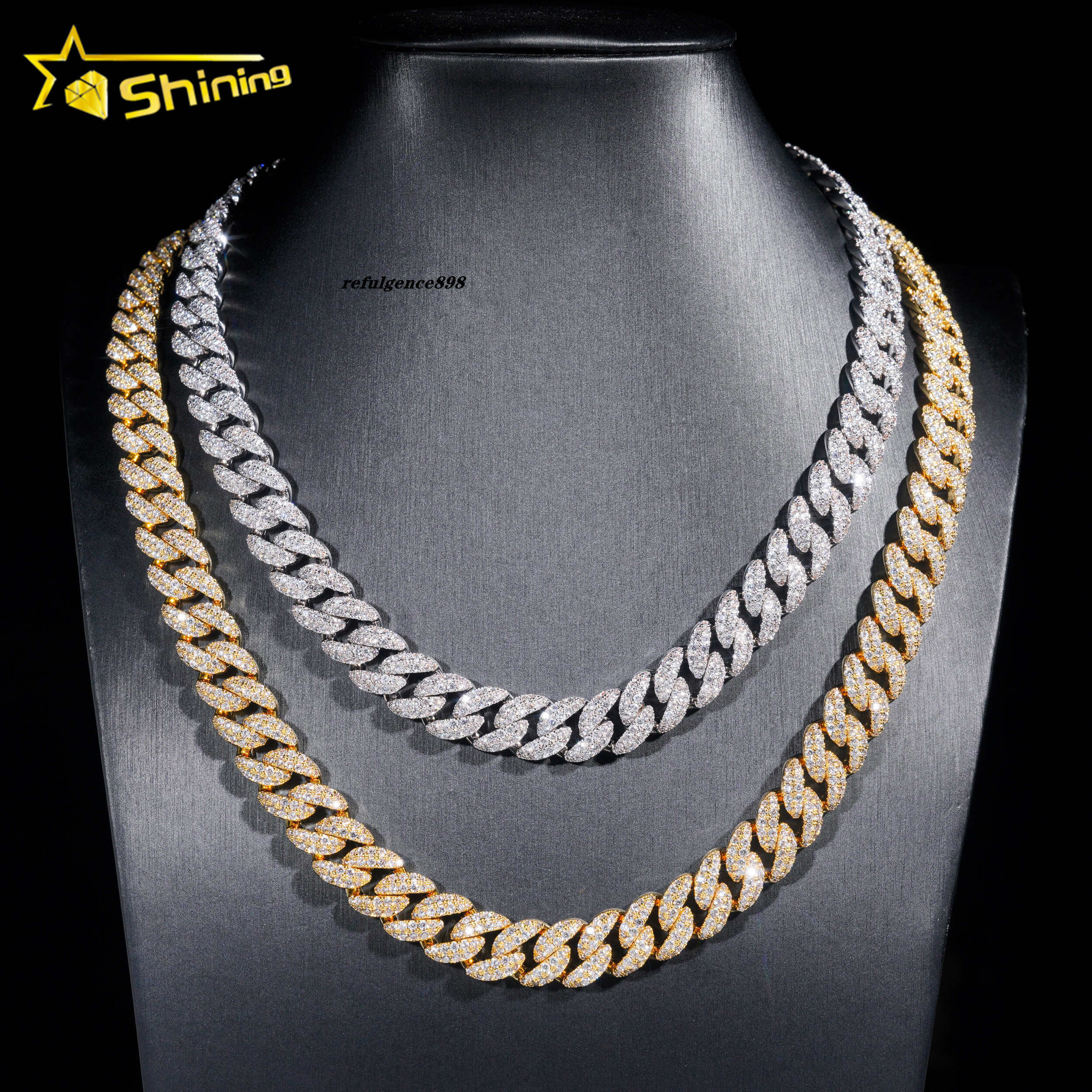 Shining High Quality Fashion Hip Hop 12MM Width 5A CZ Cuban Link Chain Iced Out Cuban Necklace and Bracelet