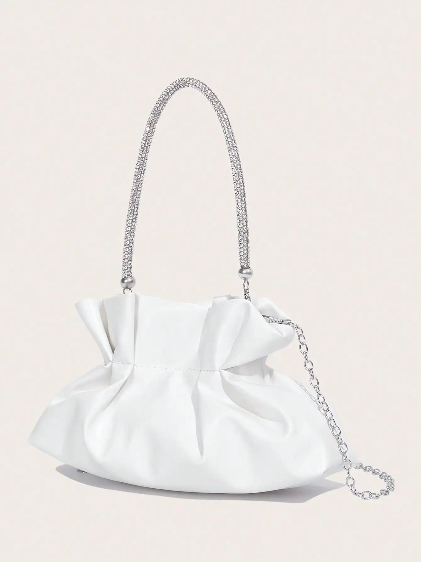 Womens party bag white PU fashionable and elegant clutch selling gorgeous shiny wedding dinner 250326