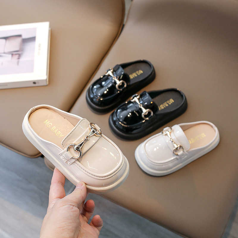 Slipper Girls shoes small leather shoes autumn 2025 new style stylish childrens princess shoes big childrens black girls performance shoes S25326