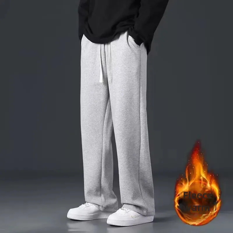 Versatile Casual Straight Leg Mens Pants Loose Fit Hong Kong Style Trendy Pocket Cuff Bottom Suitable for All Occasions 250327