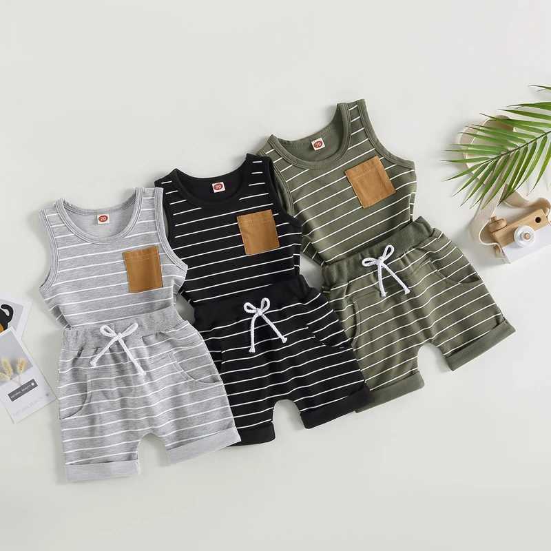 Baby Clothing Short Clothes Summer Preschool Boys Cotton Tank Top+Shorts Casual Childrens Clothing Set 0-4 YearsT250327