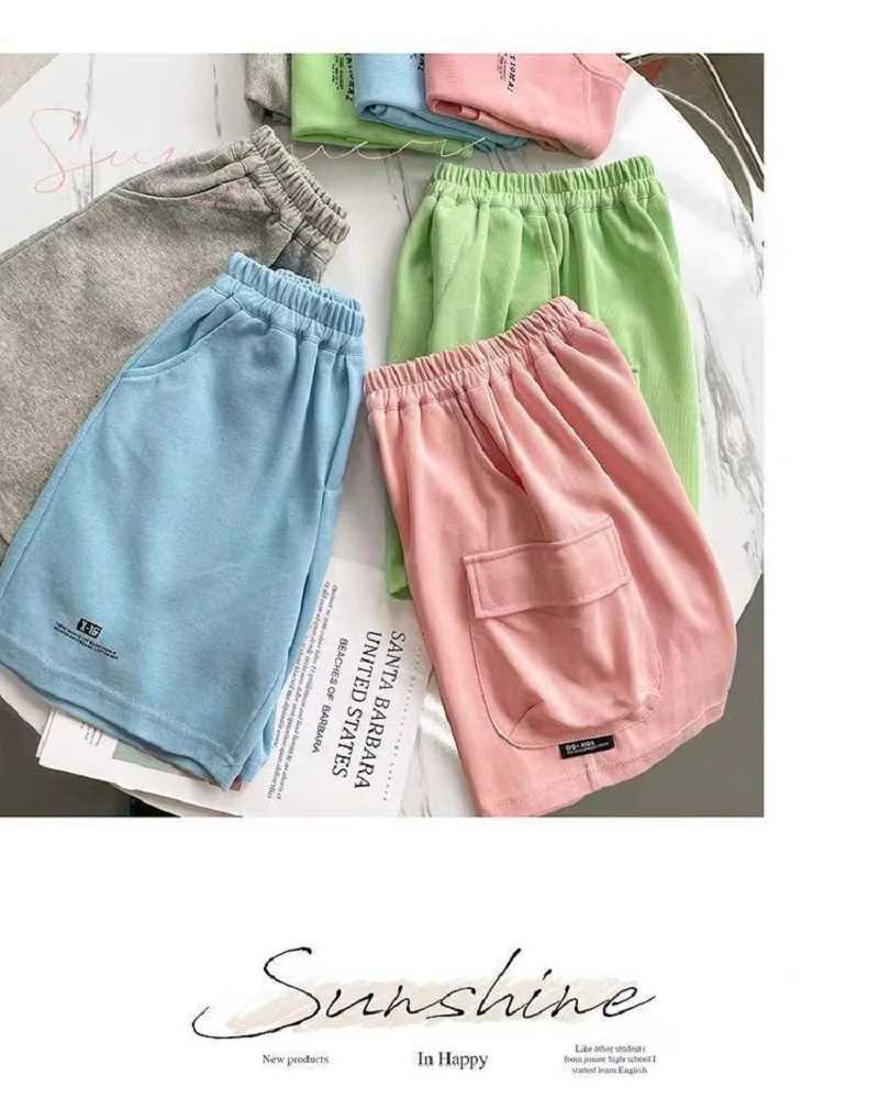 Summer casual boy cotton loose letter T-shirt top+shorts set school childrens track and field clothes 2-piece set clothing set for 2-14 yearsT250327