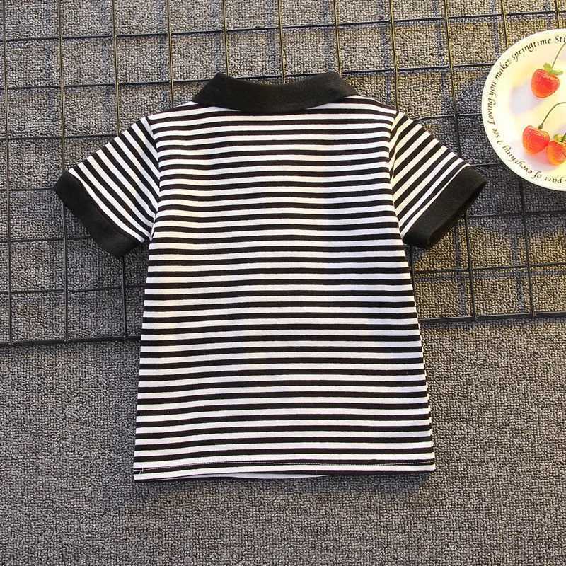 Summer childrens set baby boy fashion striped set childrens casual shirt+shorts 2PCS children 1-5Y cotton short sleeved trend clothingT250327