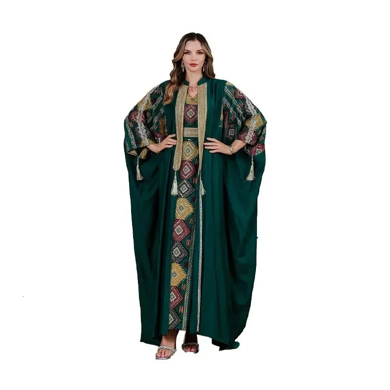 Eid al Fitr Muslim 2piece Womens ed Dress Open Abaya Set Jalabiya Ramadan Dubai Kaftan Party Vestidos cardigan 250326