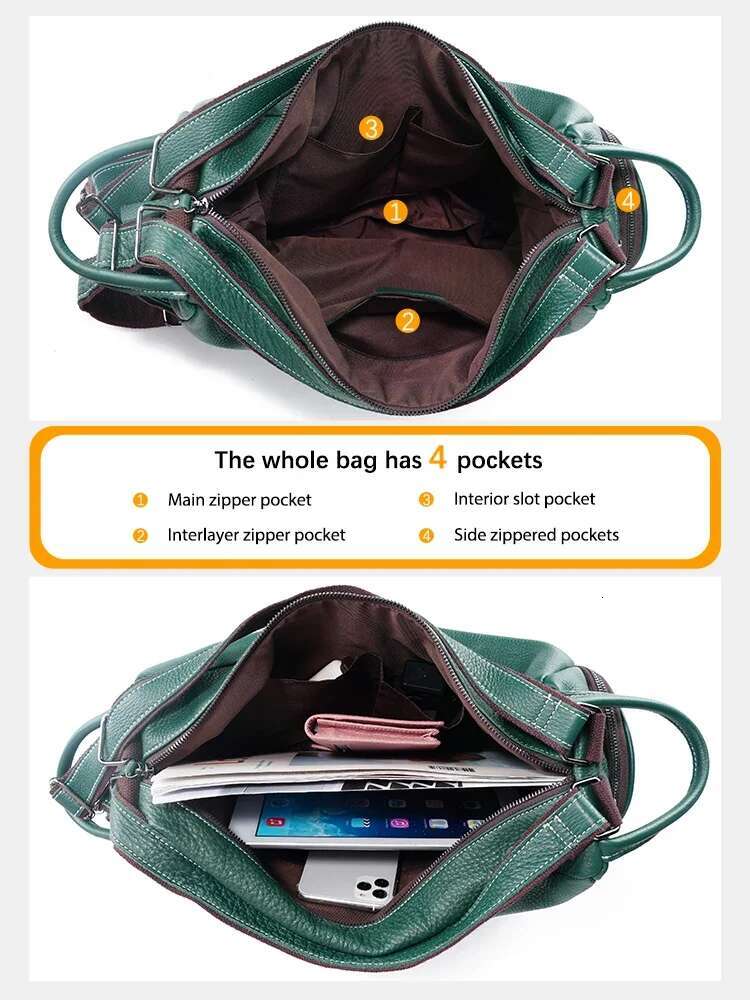 Zency Genuine Leather Women's Backpack Knapsack 2024 Designer Shoulder Rucksack For Travel Large Capacity Bag