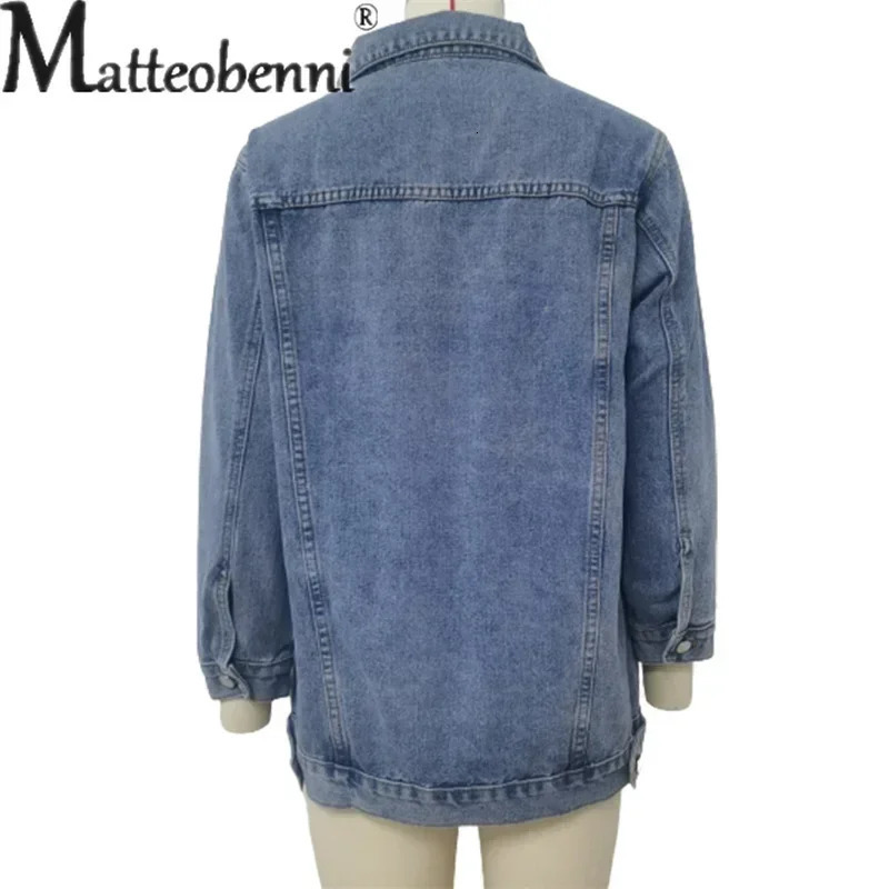 Retro denim jacket womens autumn loose lapel single breasted open top coat fashionable casual commuting 250326