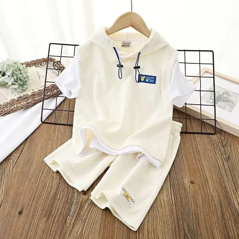 Summer Children Boy Clothes Set Teenage Girls Fashion Hoodies T-Shirts And Shorts 2 Pieces Suit Kid Top Bottom Outfits Tracksuit 250326