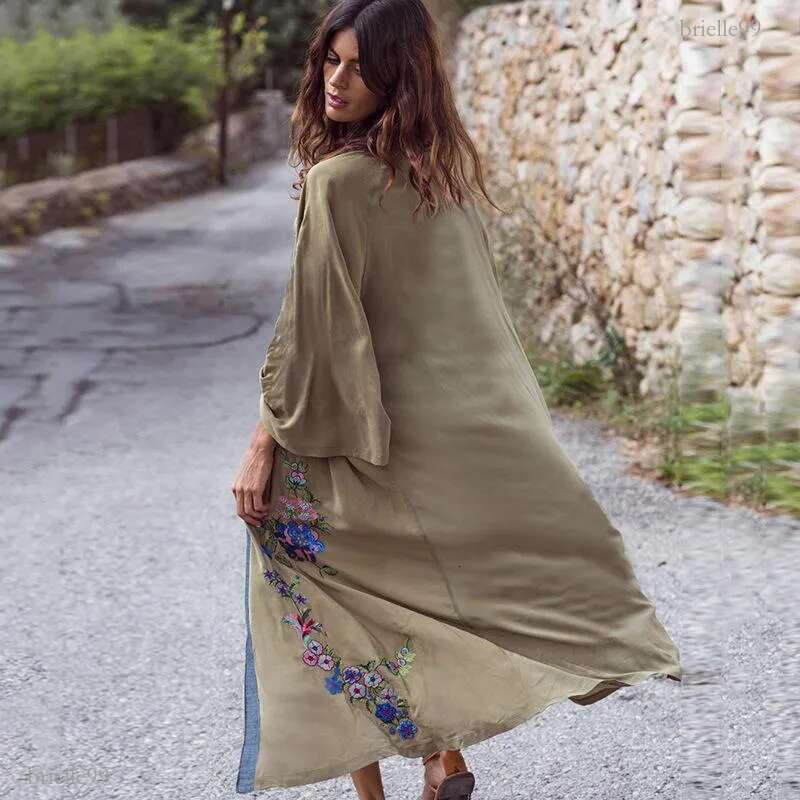 Women's Blouses & Shirts Women Summer Boho Beach Kimono Cardigan Feminino Embroidery Blouse Long Shirt Black White Camisa Feminina 2022 Tuni