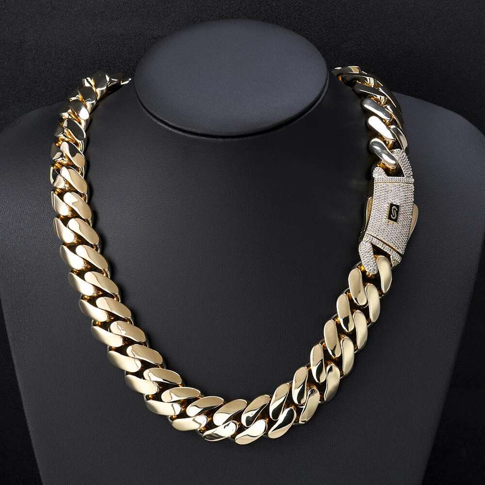 925 Silver Cuban Link Necklace with VVS Moissanite Clasp High-Quality 14K Plated Iced out Smooth Cuban Chain Jewelry