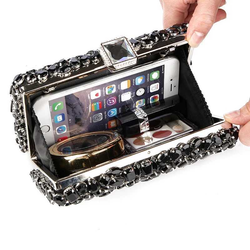 Womens clutch evening bag bead crystal womens wedding wallet rhinestone handbag silver black womens evening bag Z250327