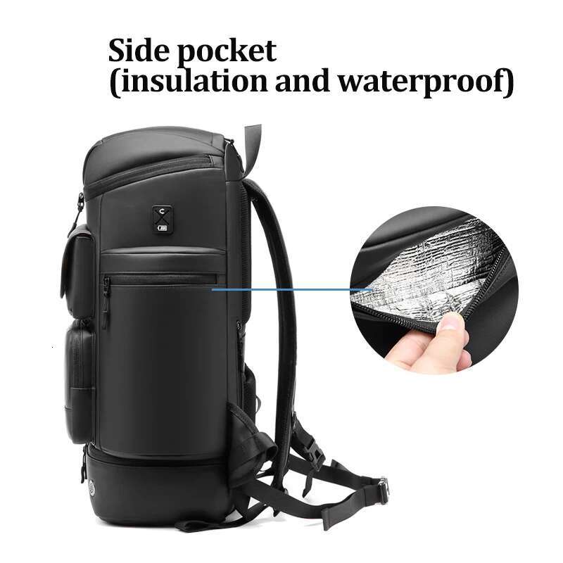 Large Capacity 50L Men Travel Outdoors Trekking Waterproof 16 Inch Business Laptop Backpack With Shoe Bag