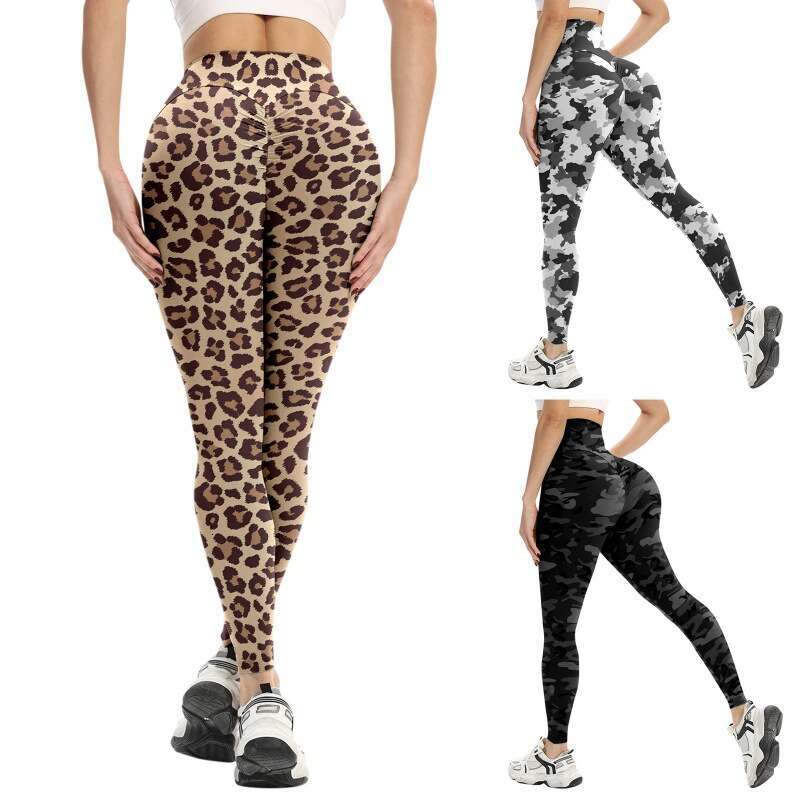Women Yoga Pants Women S High Waisted And Hip Lifting Camouflage Leopard Print Yoga Sports Pants Leggings Women S Leggings