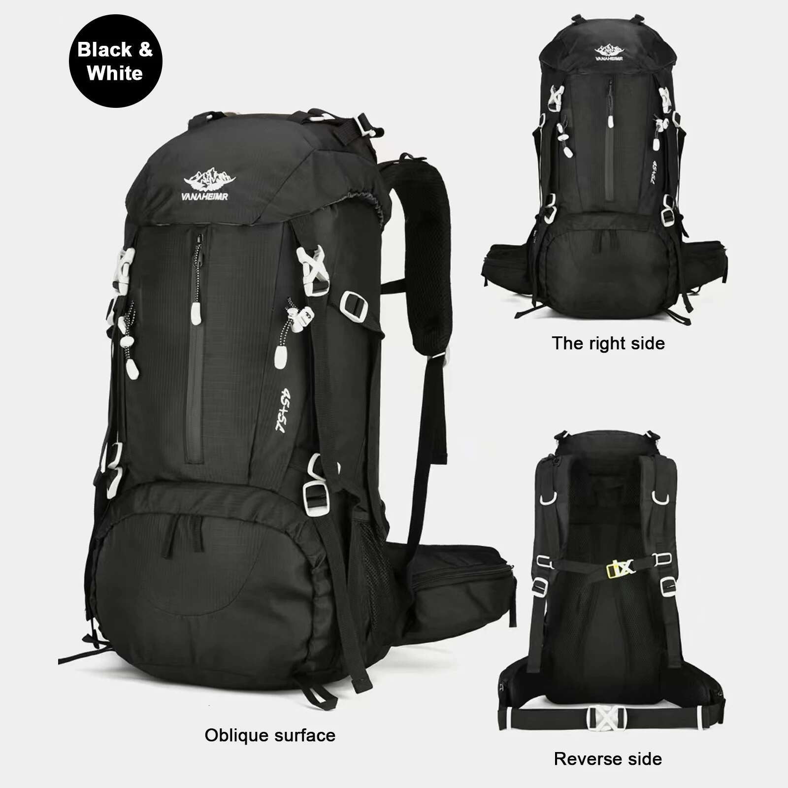 50L Hiking Waterproof Camping Backpack Rain Cover Travel Day Pack W Shoe Compartment For Outdoor Backpacking Climbing