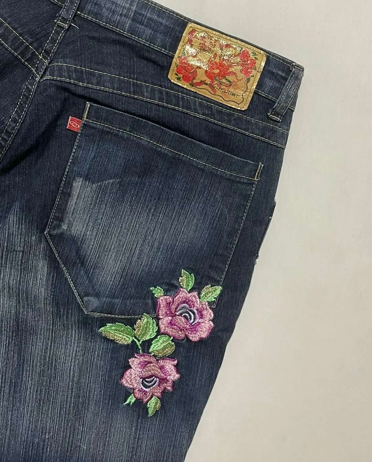 Classic Washed Solid Baggy High Street Pocket Embroidery Wer Design Wide Leg Pants Y2k Fashionable Flare Jeans
